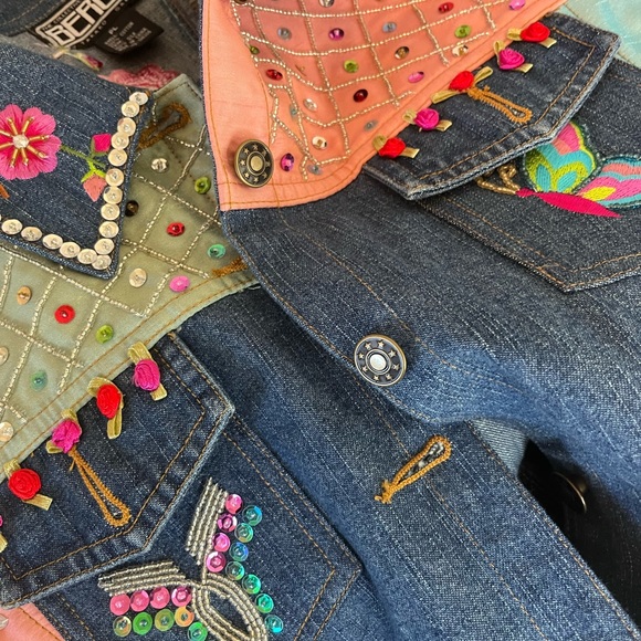 Vintage Berek2 by Takako Sakon embellished jean jacket-Woman’s Petite Large - Picture 13 of 14